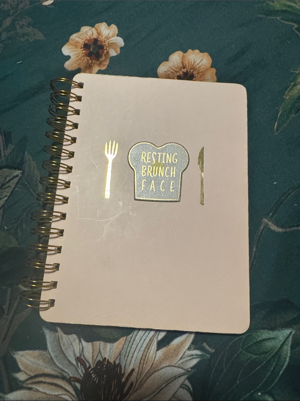 Pink Spiral Notebook with Gold Foil 'Resting Brunch Face'